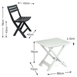 Urbn-Living Urbnliving 72Cm Height Portable Camping Plastic Picnic Tray Table And 2 Chairs Folding Furniture Set White - thumbnail 3