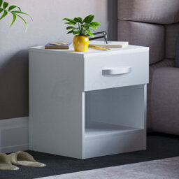 Lassic Vida Designs Hulio White Trio Bedroom Furniture Set  - Bedside Table, Drawer Chest, Wardrobe - thumbnail 4
