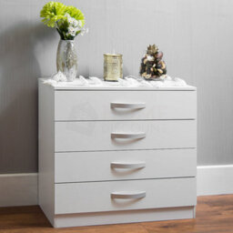 Lassic Vida Designs Hulio White Trio Bedroom Furniture Set  - Bedside Table, Drawer Chest, Wardrobe - thumbnail 2