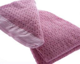 Just So Home Pure Wool Cellular Blanket Lightweight Luxury Satin All-Round Border (Pink, Single)