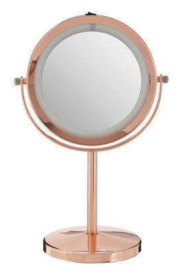 Orsina Rose Gold Led Bathroom Mirror With Magnifier, Illuminated Mirror, Mirror With Led Lights & Adjustable Stand - image 1