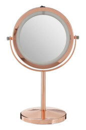 Orsina Rose Gold Led Bathroom Mirror With Magnifier, Illuminated Mirror, Mirror With Led Lights & Adjustable Stand - thumbnail 1