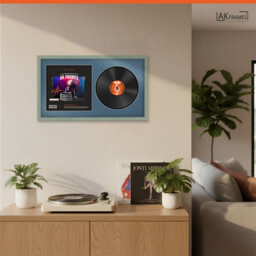 "30X17"" Green Classic Vinyl Record Frame With Pompadour Mount For 12 Inch Lp Album Cover & Disc - Ak Frames" - thumbnail 5
