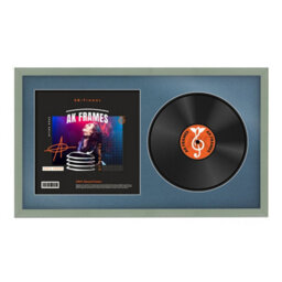 "30X17"" Green Classic Vinyl Record Frame With Pompadour Mount For 12 Inch Lp Album Cover & Disc - Ak Frames" - thumbnail 1