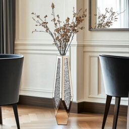 Large Silver Glass Vase Floor Vases With Sparkling Diamonds Flower - thumbnail 5