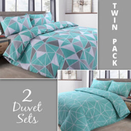 Velosso Premium Cotton Blend Duvet Cover & Pillowcase Set In Contemporary Styles, Trendy Abstract Pattern Bedroom Essentials - Ocean Blue