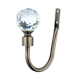 A.unique Home  Pair Of Gem Crystal Ball Metal Holdbacks With Fittings  - Antique Brass - thumbnail 1