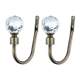 A.unique Home  Pair Of Gem Crystal Ball Metal Holdbacks With Fittings  - Antique Brass - thumbnail 2