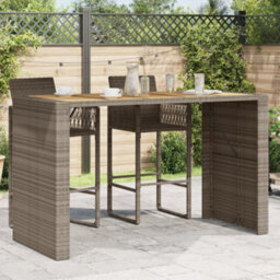 Berkfield Garden Bar Table With Acacia Wood Top Grey 185X80X110 Cm Poly Rattan - thumbnail 1
