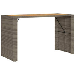 Berkfield Garden Bar Table With Acacia Wood Top Grey 185X80X110 Cm Poly Rattan - thumbnail 2