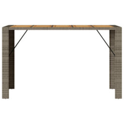 Berkfield Garden Bar Table With Acacia Wood Top Grey 185X80X110 Cm Poly Rattan - thumbnail 5