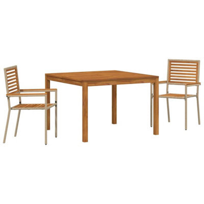 Berkfield Modern Garden Dining Set 3 Pcs Beige Poly Rattan