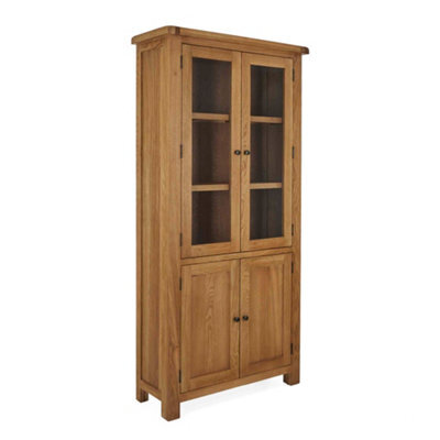 Zelah Oak Display Cabinet With Glass Doors - Fully Assembled By Roseland Furniture - image 1