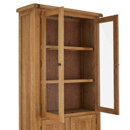 Zelah Oak Display Cabinet With Glass Doors - Fully Assembled By Roseland Furniture - thumbnail 9