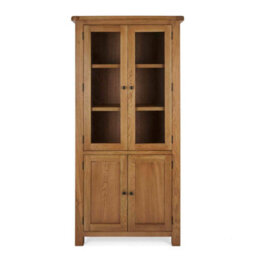 Zelah Oak Display Cabinet With Glass Doors - Fully Assembled By Roseland Furniture - thumbnail 5