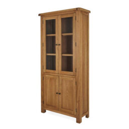 Zelah Oak Display Cabinet With Glass Doors - Fully Assembled By Roseland Furniture - thumbnail 4