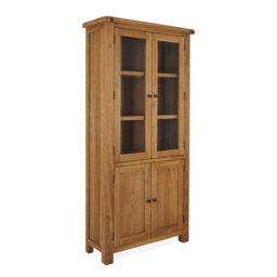 Zelah Oak Display Cabinet With Glass Doors - Fully Assembled By Roseland Furniture