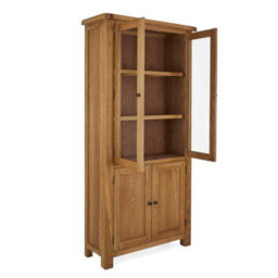 Zelah Oak Display Cabinet With Glass Doors - Fully Assembled By Roseland Furniture - thumbnail 2