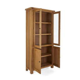 Zelah Oak Display Cabinet With Glass Doors - Fully Assembled By Roseland Furniture - thumbnail 3