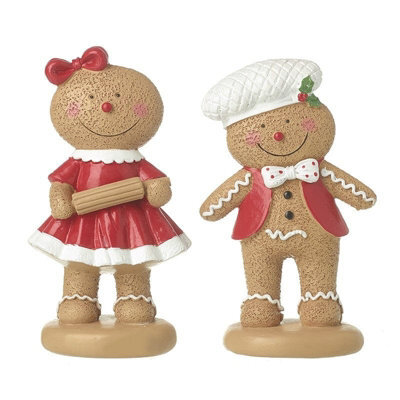 Heaven Sends Christmas Set Of 2 Mr And Mrs Gingerbread Resin Christmas Decorations, 16 X 7.5 Cm