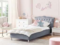 Beliani Ottoman Bed Velvet Metz 90 X 200 Cm (Eu Single) Grey - thumbnail 2