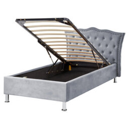 Beliani Ottoman Bed Velvet Metz 90 X 200 Cm (Eu Single) Grey - thumbnail 1