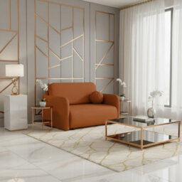Viva Sun Ii Sofa Bed With Sleeping Function And Bedding Storage Freestanding Upholstered Back 130X103X85Cm Orange - thumbnail 3