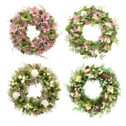 Urbn-Living 25Cm Pink & Green Twigs Hanging Door Wreath Round Spring Easter Christmas Wall Décor Traditional Festive - thumbnail 8