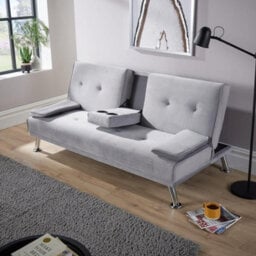 Home Source Luna Grey Velvet Sofa Bed - thumbnail 4