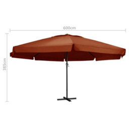 Berkfield Outdoor Parasol With Aluminium Pole 600 Cm Terracotta - thumbnail 6