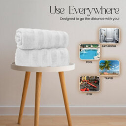 Casabella Bath Sheets 90X180 Cm 2 Pc Premium Quality 100% Combed Cotton 650 Gsm Bathsheet Set Quick Dry Towels White - thumbnail 3