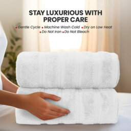 Casabella Bath Sheets 90X180 Cm 2 Pc Premium Quality 100% Combed Cotton 650 Gsm Bathsheet Set Quick Dry Towels White - thumbnail 2