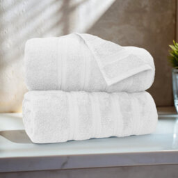 Casabella Bath Sheets 90X180 Cm 2 Pc Premium Quality 100% Combed Cotton 650 Gsm Bathsheet Set Quick Dry Towels White - thumbnail 1