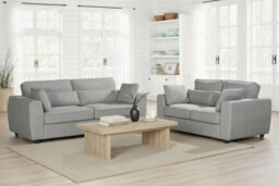 Light Grey Chenille Fabric 3 + 2 Seater Sofa Set Alfie - thumbnail 2