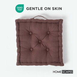 Homescapes Cotton Chocolate Brown Floor Cushion, 50 X 50 Cm - thumbnail 3