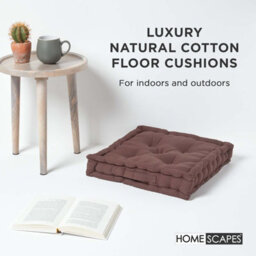 Homescapes Cotton Chocolate Brown Floor Cushion, 50 X 50 Cm - thumbnail 2