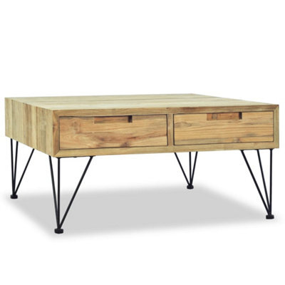 Berkfield Rustic Coffee Table 80X80X40 Cm Solid Teak - image 1
