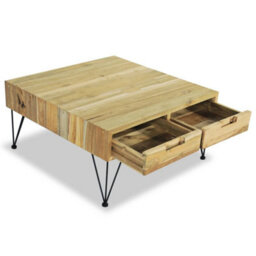 Berkfield Rustic Coffee Table 80X80X40 Cm Solid Teak - thumbnail 7