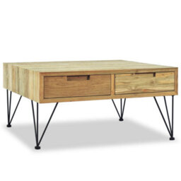 Berkfield Rustic Coffee Table 80X80X40 Cm Solid Teak - thumbnail 2