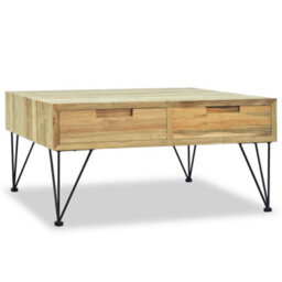 Berkfield Rustic Coffee Table 80X80X40 Cm Solid Teak - thumbnail 5