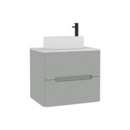 Royal Bathrooms Venice 600mm Dove Grey Wall Mounted Bathroom Countertop Vanity Unit 2 Drawer With Peak Basin - thumbnail 7