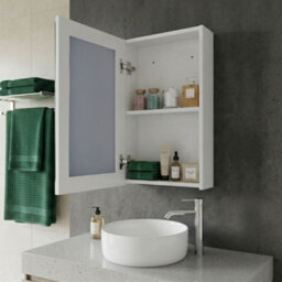 Wyld And Coco Brightcasa Bathroom Mirror Cabinet White 40 X 60 Cm With Hidden Shelf And Mirrored Front - thumbnail 2