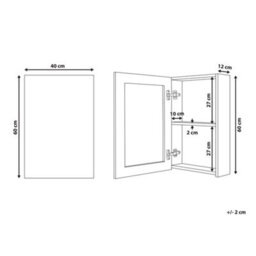Wyld And Coco Brightcasa Bathroom Mirror Cabinet White 40 X 60 Cm With Hidden Shelf And Mirrored Front - thumbnail 3