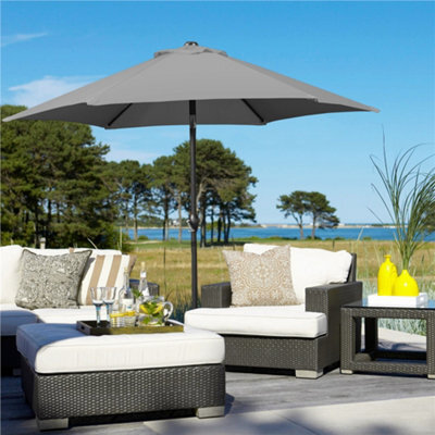 Yaheetech Grey 2.3M Tiltable Patio Parasol Market Umbrella With Crank - image 1
