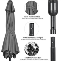 Yaheetech Grey 2.3M Tiltable Patio Parasol Market Umbrella With Crank - thumbnail 5