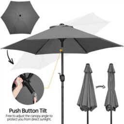 Yaheetech Grey 2.3M Tiltable Patio Parasol Market Umbrella With Crank - thumbnail 6