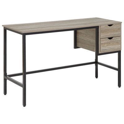 Beliani Home Office Desk Grant Light Brown 120 Cm 48 Cm With Drawers - image 1