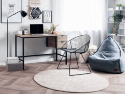 Beliani Home Office Desk Grant Light Brown 120 Cm 48 Cm With Drawers - thumbnail 2