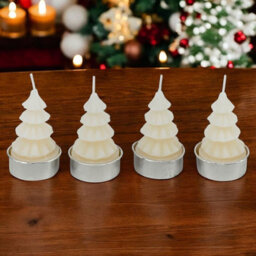 Urbn-Living Urbnliving 7Cm Height 8 Pcs White Christmas Tree Shaped Tea Light Candles Festive Holiday Decor Xmas Tealight
