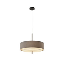Luminosa Lighting Luminosa Bergamo Modern Cylindrical Pendant Ceiling Light Black 5Xe27 Grey Shade
